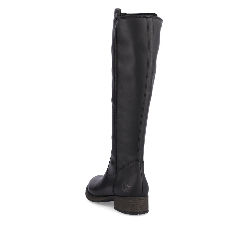 Rieker Z9591-01 Black Riding Style long leg Boots