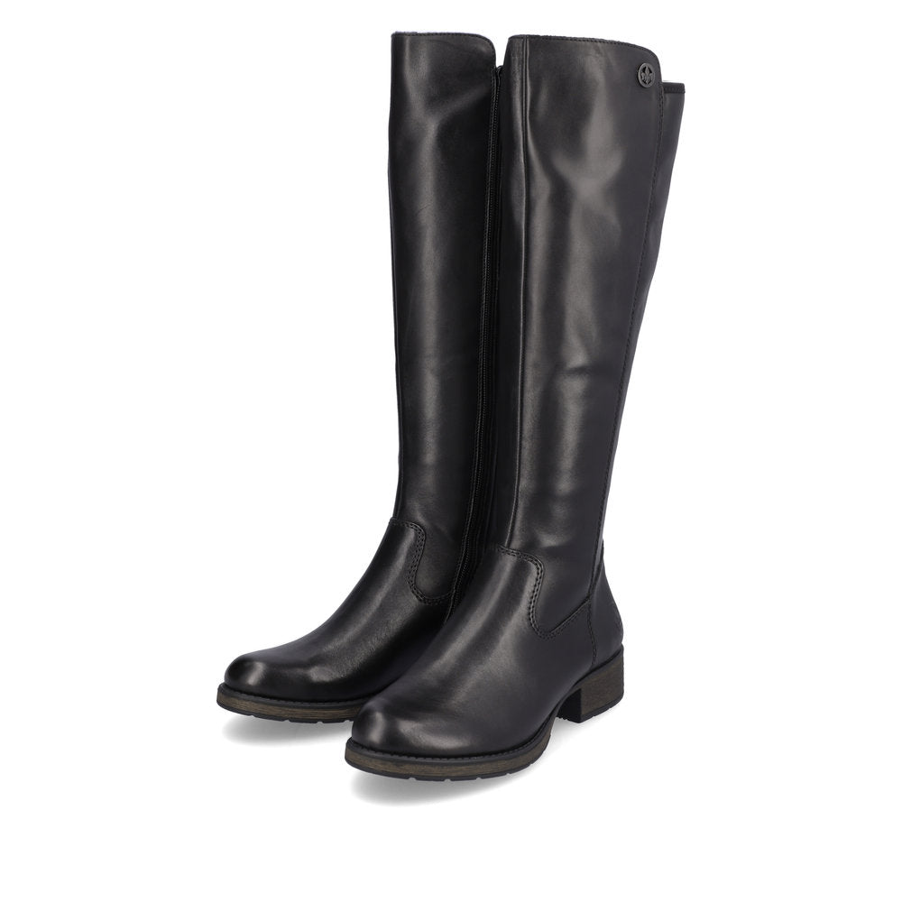 Rieker Z9591-01 Black Riding Style long leg Boots