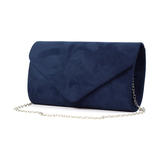 Lunar Abby Navy Faux Suede Clutch / Shoulder Bag ZLY001BL