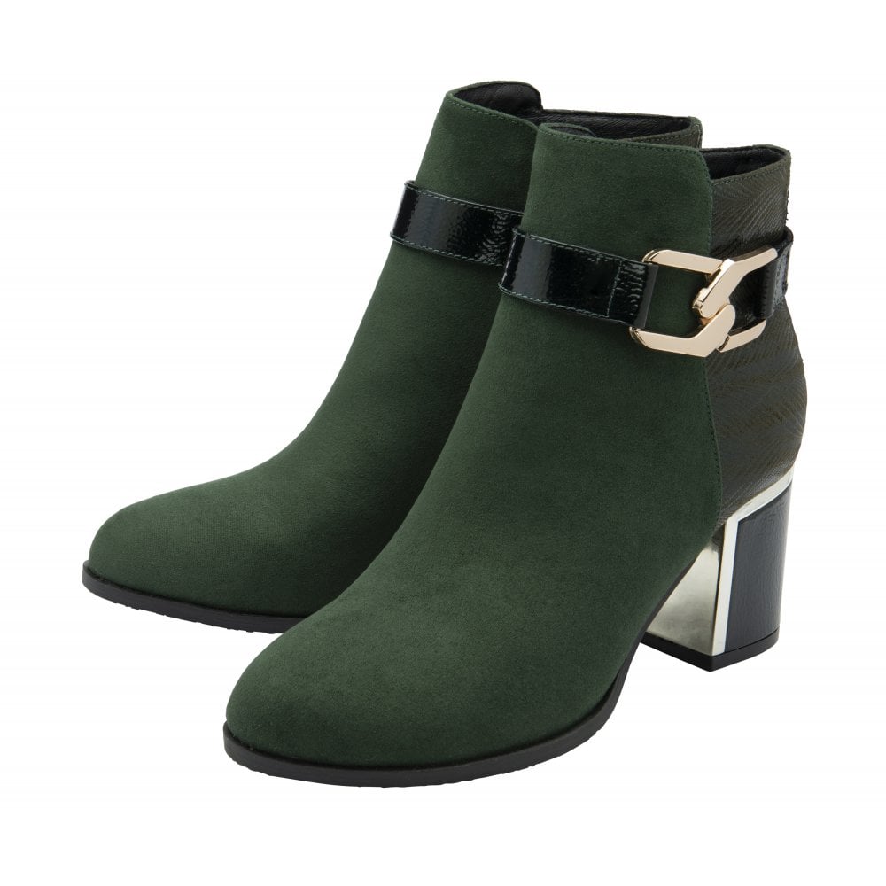 Lotus Boot Adelaide Smart Heeled Ankle Boot with zip GREEN ADELAIDE
