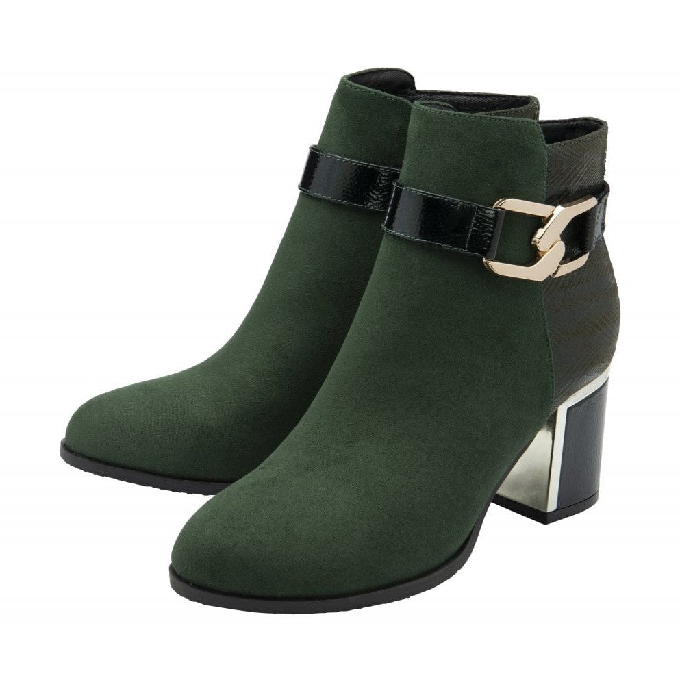 Lotus Boot Adelaide Smart Heeled Ankle Boot with zip GREEN ADELAIDE
