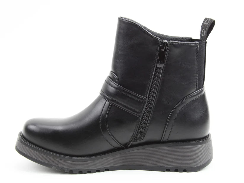 Heavenly Feet Cherish Black Vegan Friendly Biker Ankle Boot