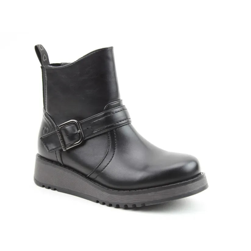 Heavenly Feet Cherish Black Vegan Friendly Biker Ankle Boot