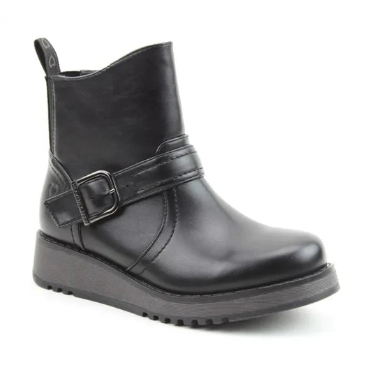 Heavenly Feet Cherish Black Vegan Friendly Biker Ankle Boot