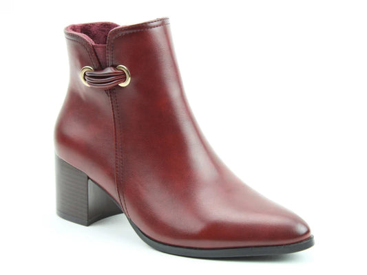 Heavenly Feet Heather Wine Block Heel Zip Dress Ankle Boot