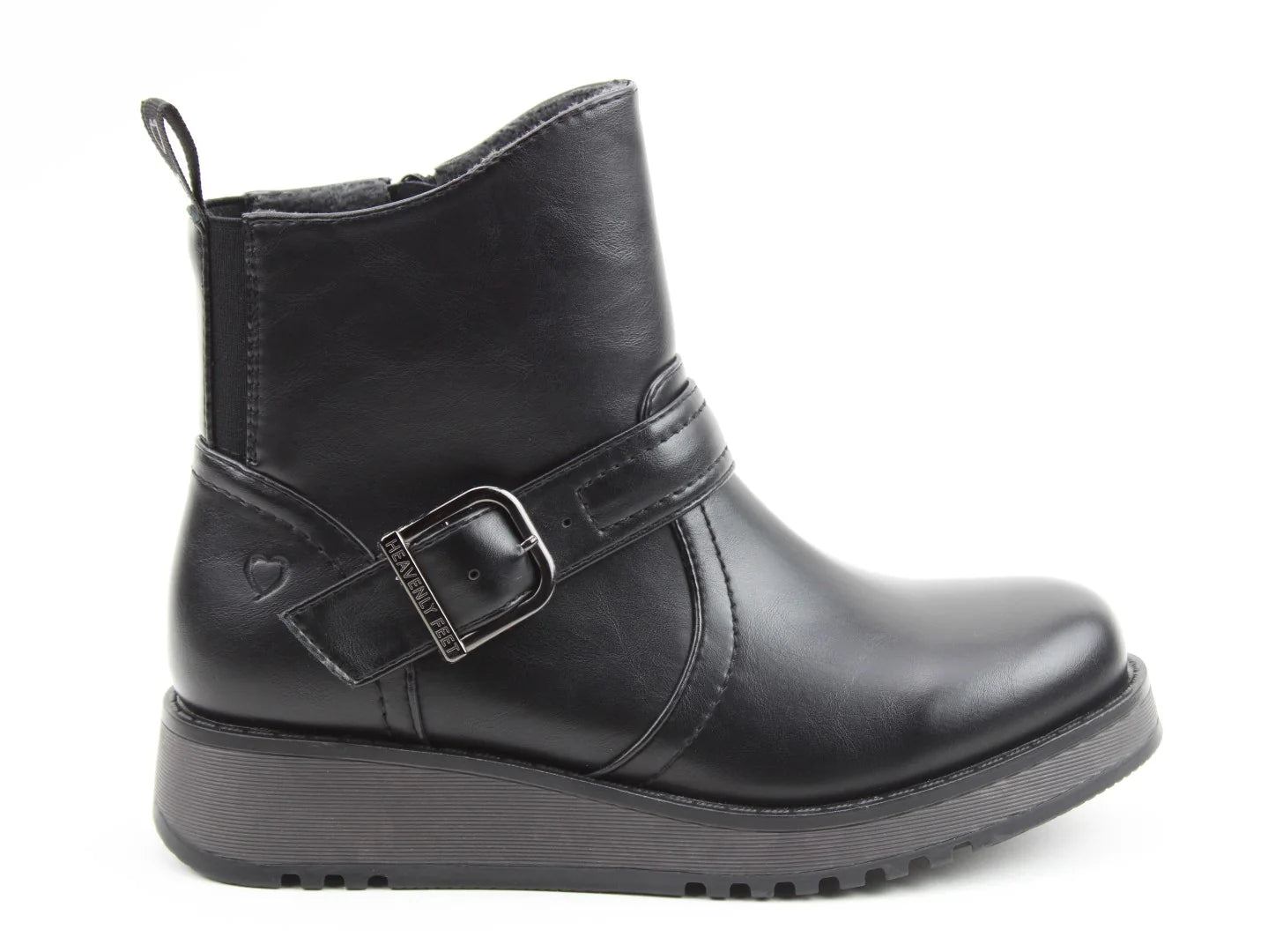 Heavenly Feet Cherish Black Vegan Friendly Biker Ankle Boot