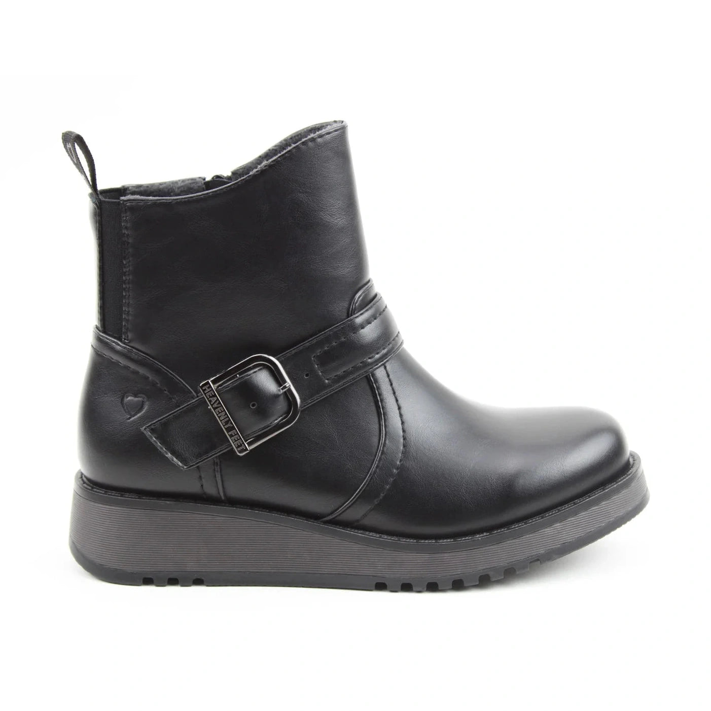 Heavenly Feet Cherish Black Vegan Friendly Biker Ankle Boot