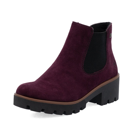 Rieker 79265 BURGUNDY Suede Leather Chelsea Ankle Boot 79265-30