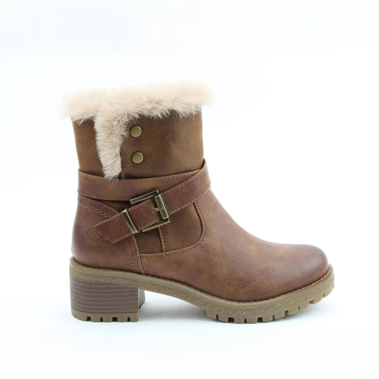 Heavenly Feet Bethany BROWN Fur Trim Zip Ankle Boot
