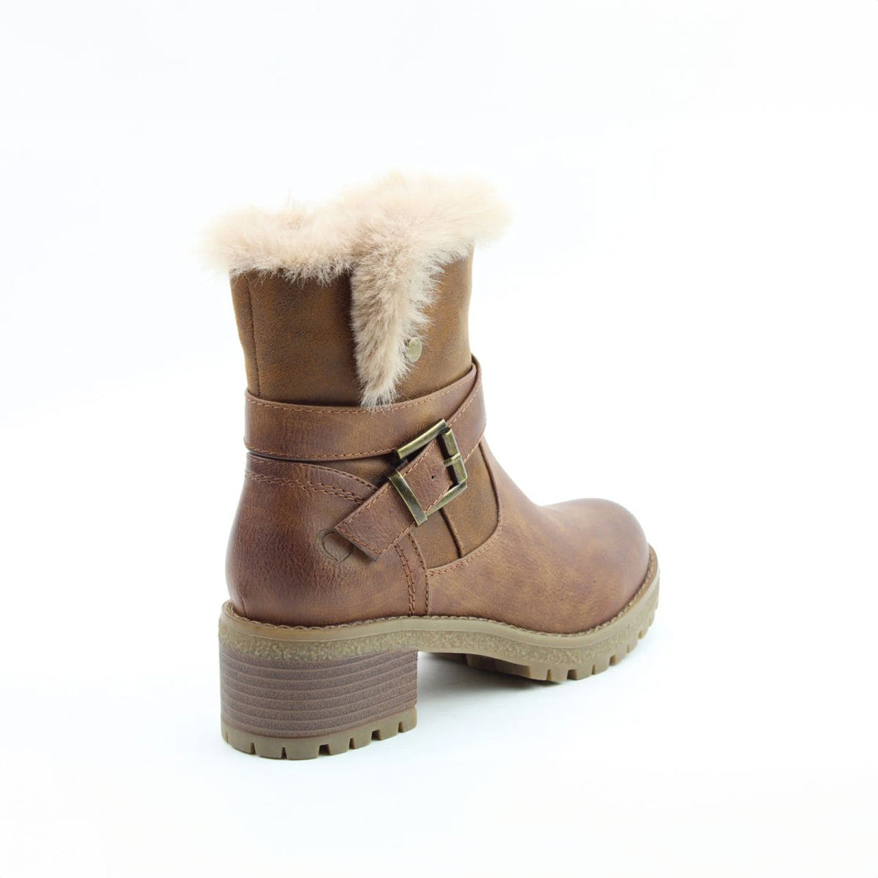 Heavenly Feet Bethany BROWN Fur Trim Zip Ankle Boot