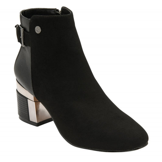 Lotus Andrea Black Mid Heel Ankle Boot.
