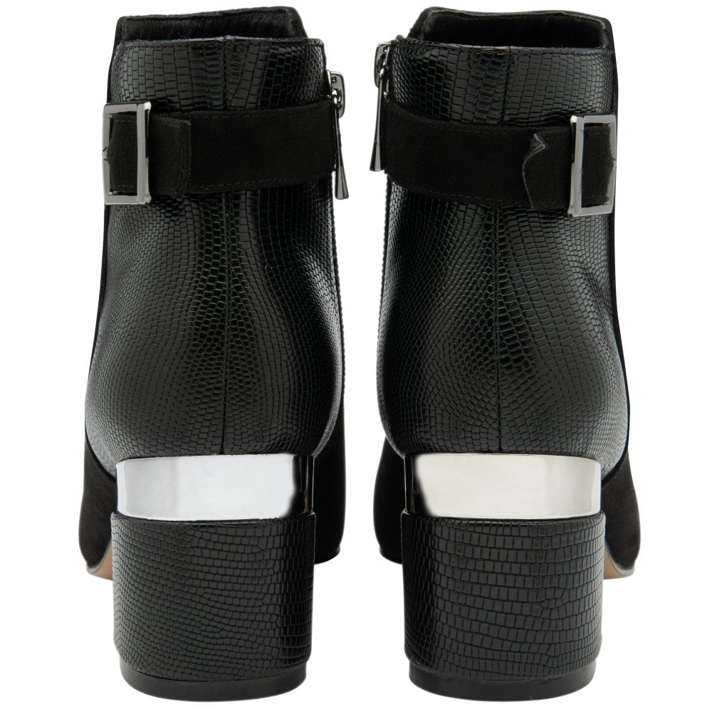 Lotus Andrea Black Mid Heel Ankle Boot.