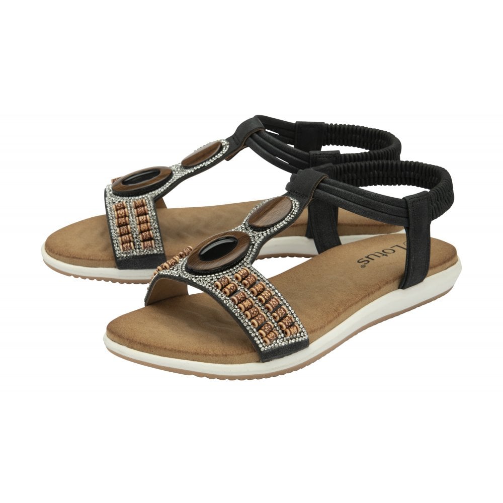 Lotus Bertolini BLACK Comfort Sandals