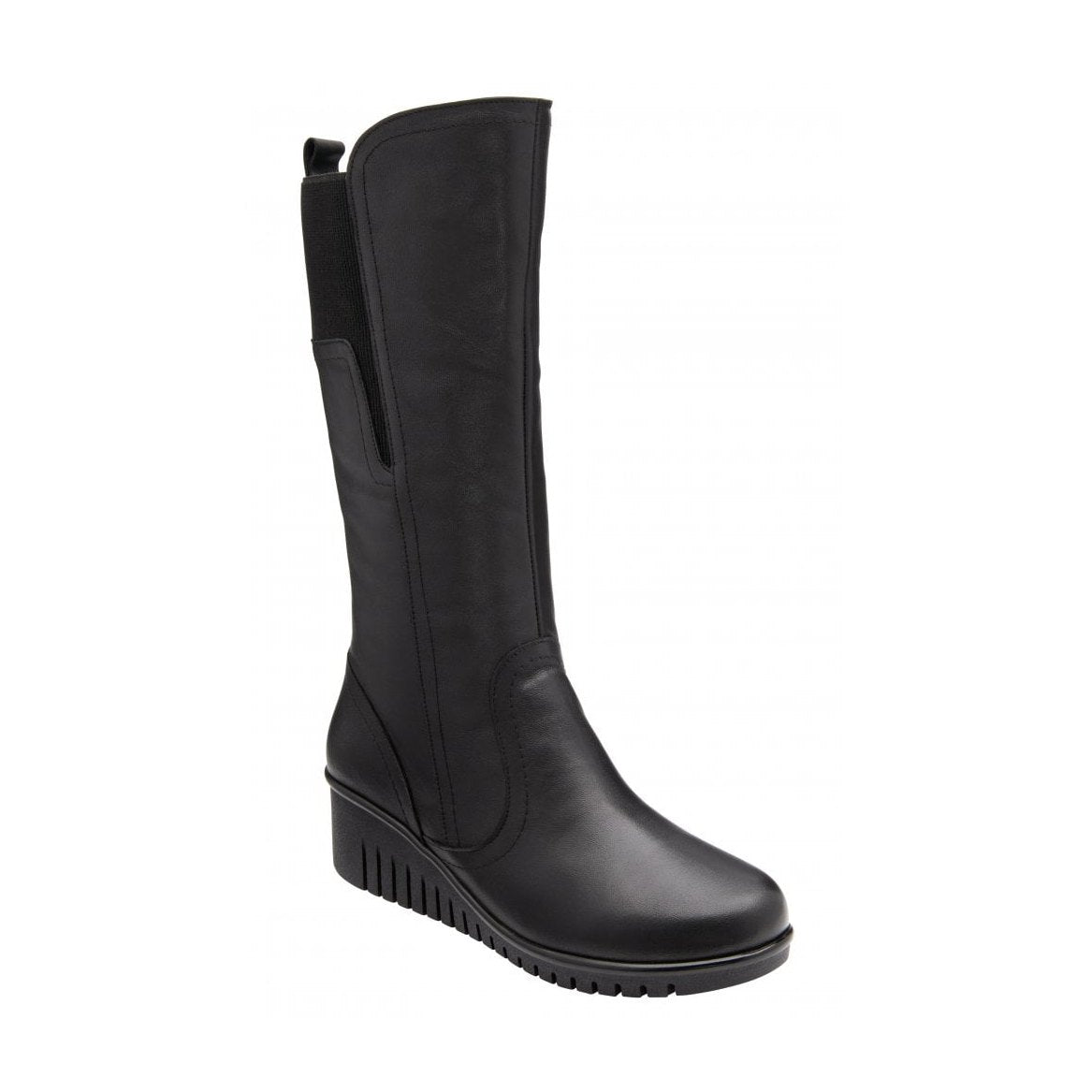 Lotus Boot Fitzgerald BLACK Soft Leather Wedge Long Boot ULB345
