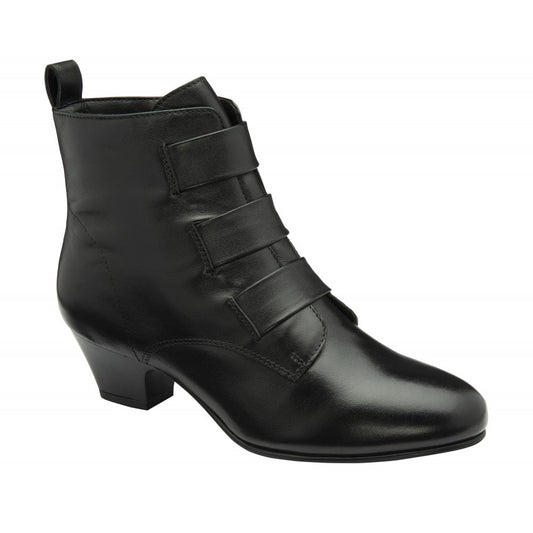 Lotus Lorissa BLACK Mid Heel Soft Leather Zip Boot