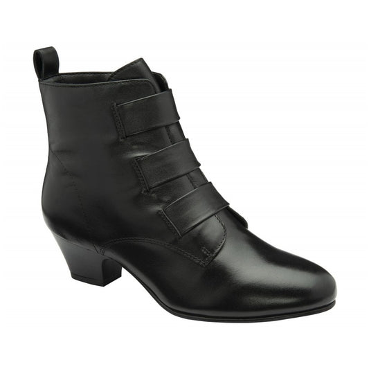 Lotus Lorissa BLACK Mid Heel Soft Leather Zip Boot