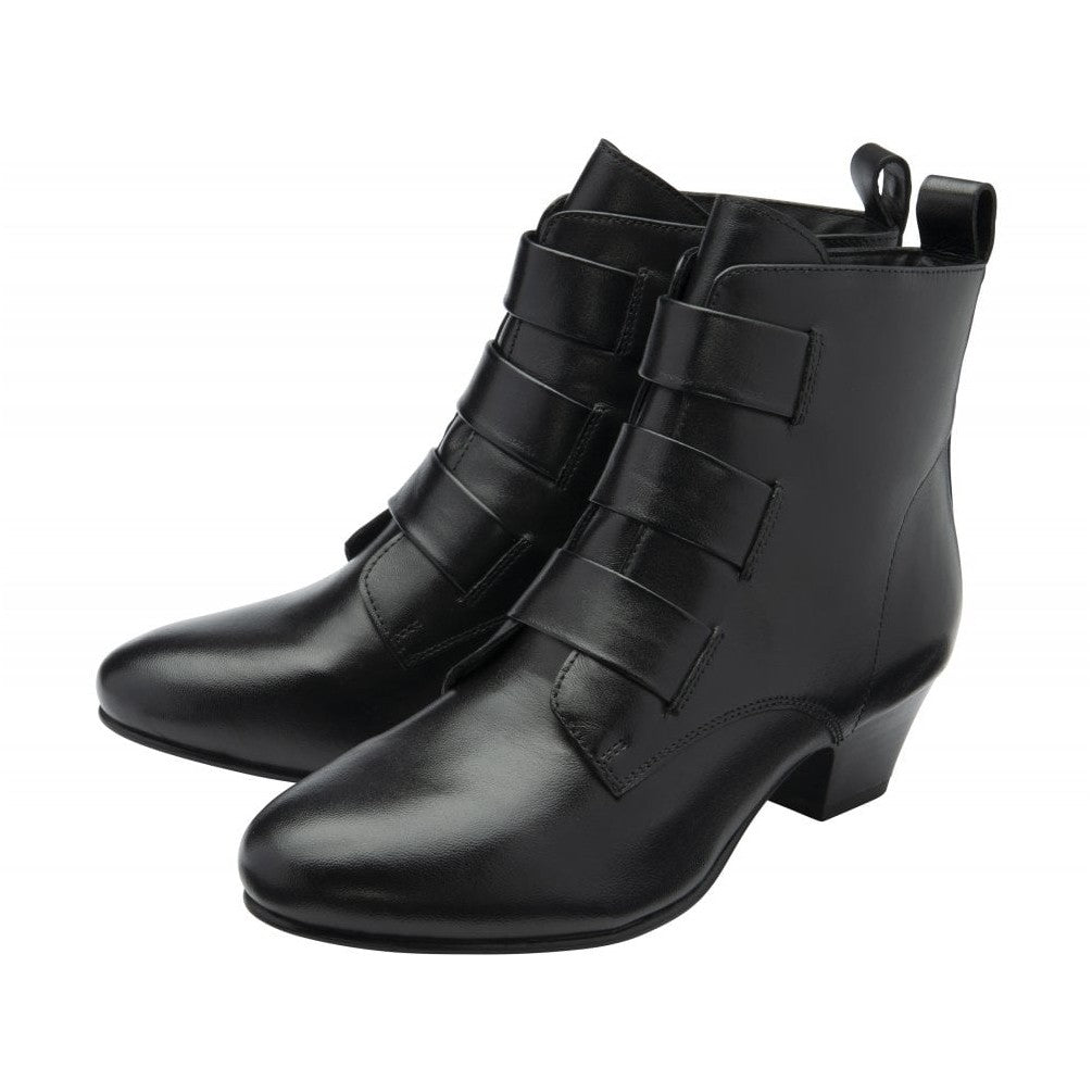 Lotus Lorissa BLACK Mid Heel Soft Leather Zip Boot