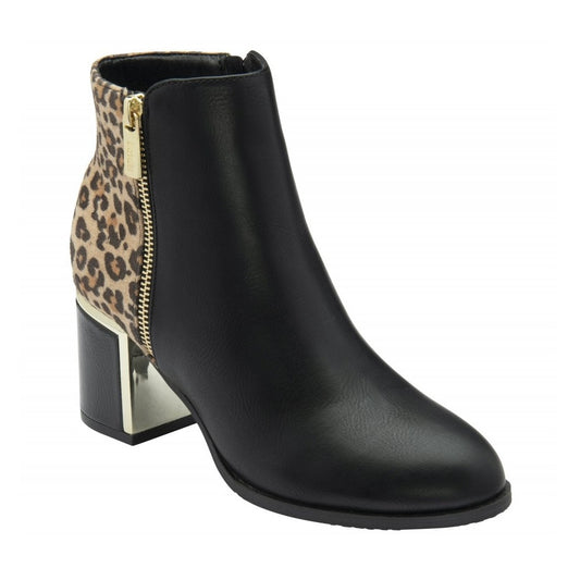 Lotus Athens Black / Leopard Block Heel Dress Boot Ulb456
