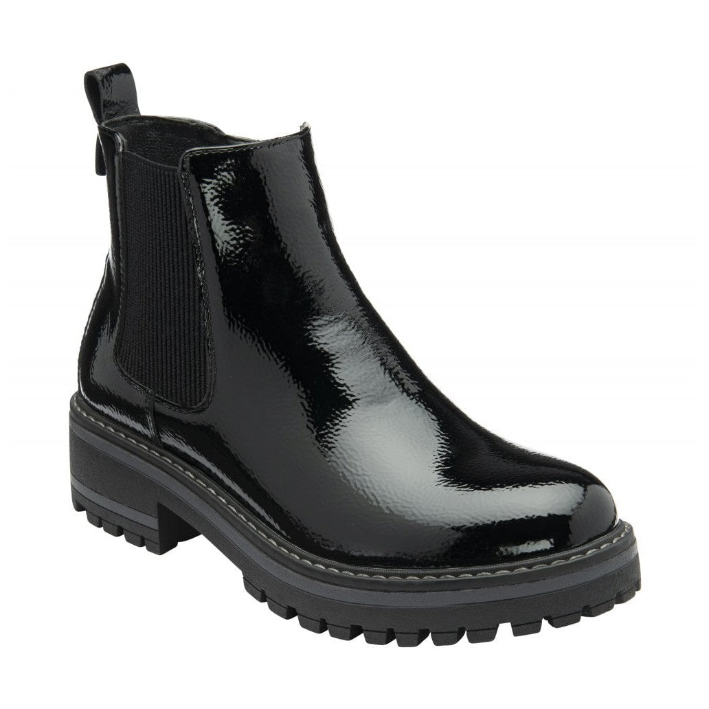 Lotus Lottie Black Patent Chelsea Boot with Zip