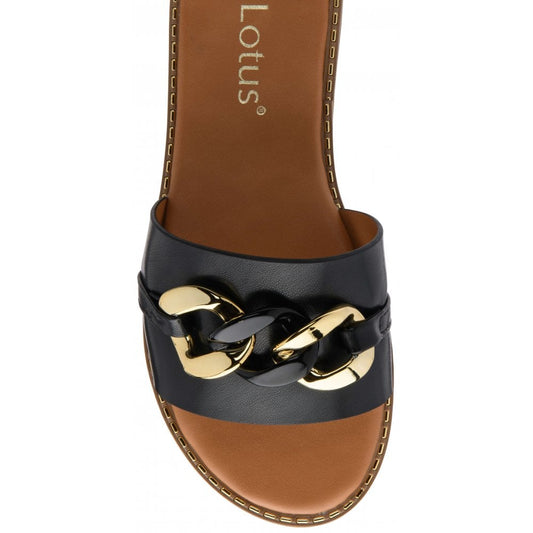 Lotus Vida BLACK Mule Slip On Sandal