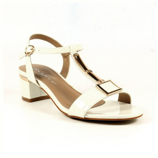 Lunar Occasion Sandal Blaze WHITE PATENT Low Heel Dress sandal