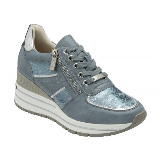 Lotus Tenno BLUE Wedge Heel Trainer Style Shoe with Zip ULS576