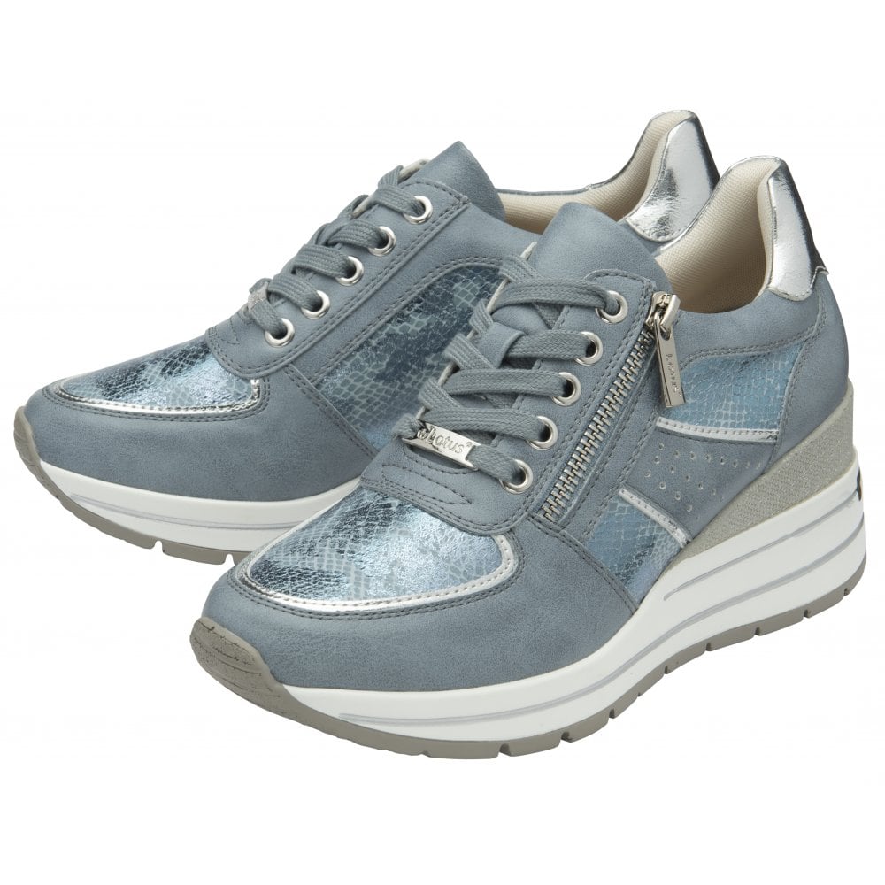 Lotus Tenno BLUE Wedge Heel Trainer Style Shoe with Zip ULS576