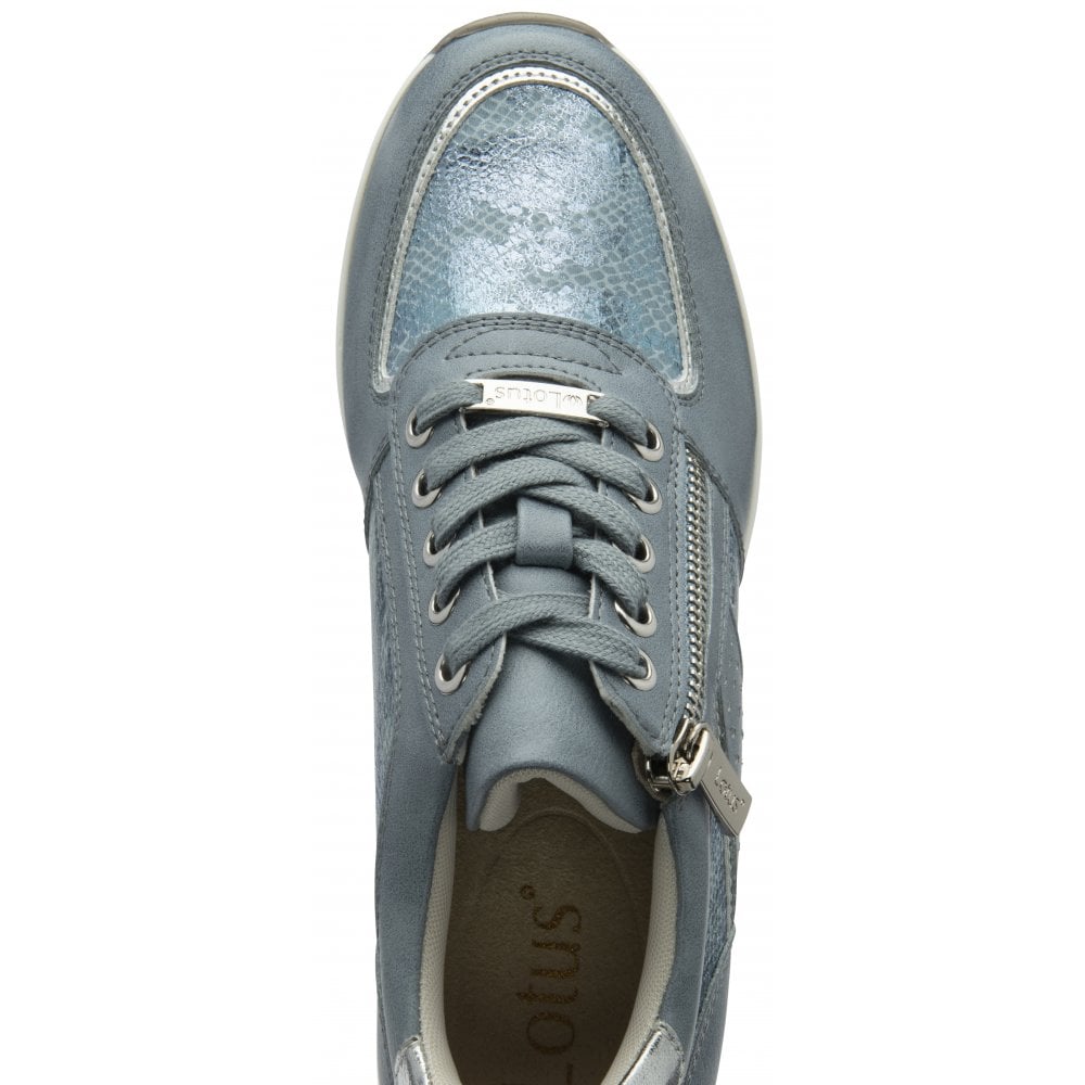 Lotus Tenno BLUE Wedge Heel Trainer Style Shoe with Zip ULS576
