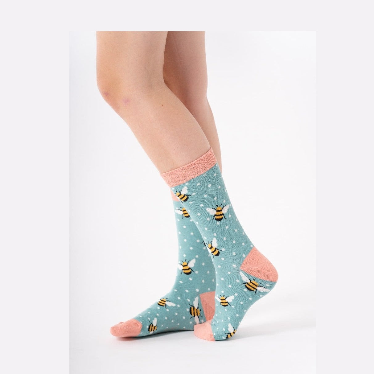 Miss Sparrow Bumble Bees TURQOISE Quality Bamboo Socks SKS238