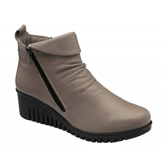 Lotus Cordelia CLAY Soft Leather Wedge Zip Ankle Boot