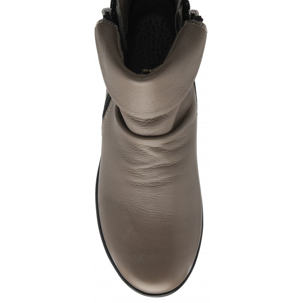 Lotus Cordelia CLAY Soft Leather Wedge Zip Ankle Boot
