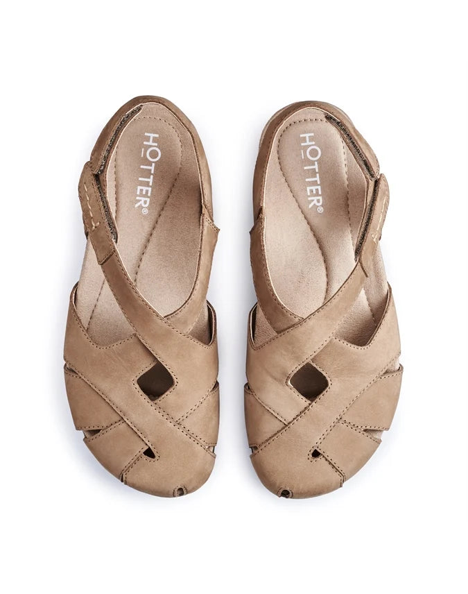 Hotter Catskill TAN Touch Fastening Closed Toe Sandal