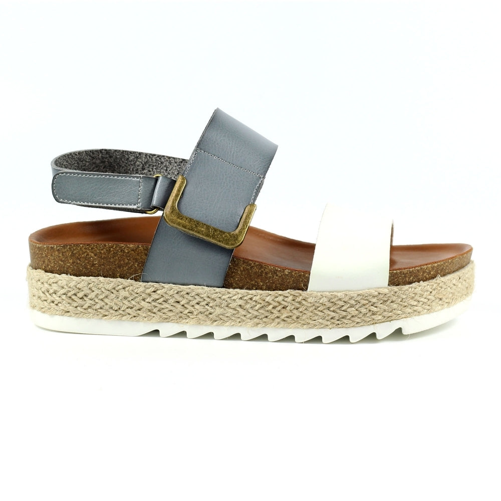 Lunar Deanna WHITE / Grey Wedge Sandal JLH356GR