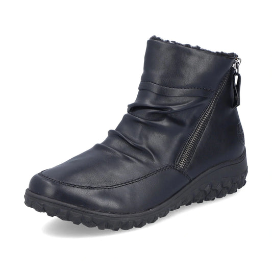 Rieker 59585-01 Black Soft Leather Extra Wide Zip Boot