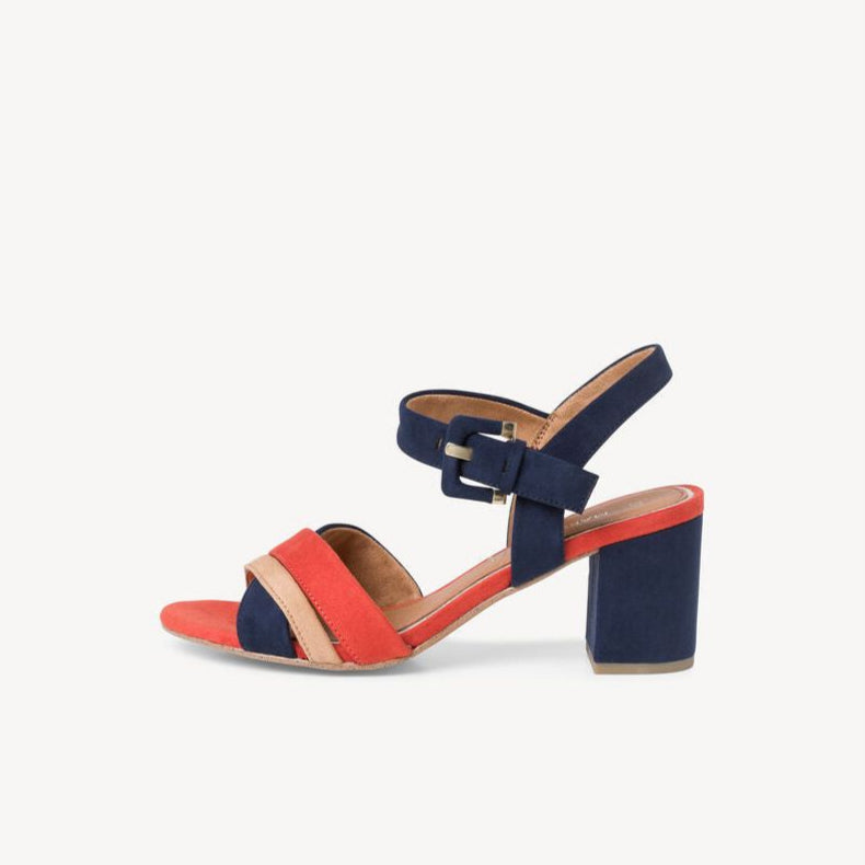 Marco Tozzi Occasion Wear Block Heel Sandal 28323-890 NAVY/ Orange