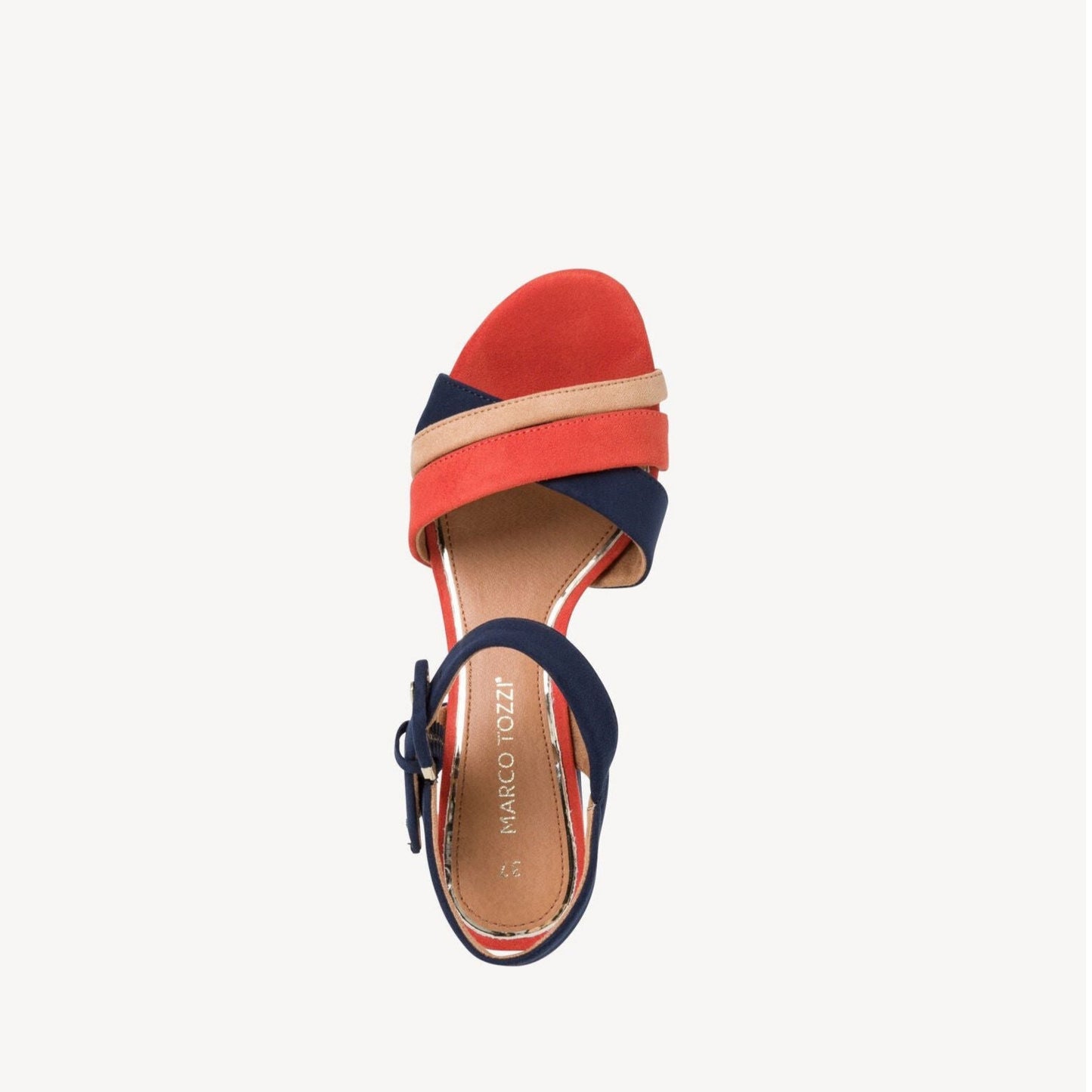 Marco Tozzi Occasion Wear Block Heel Sandal 28323-890 NAVY/ Orange