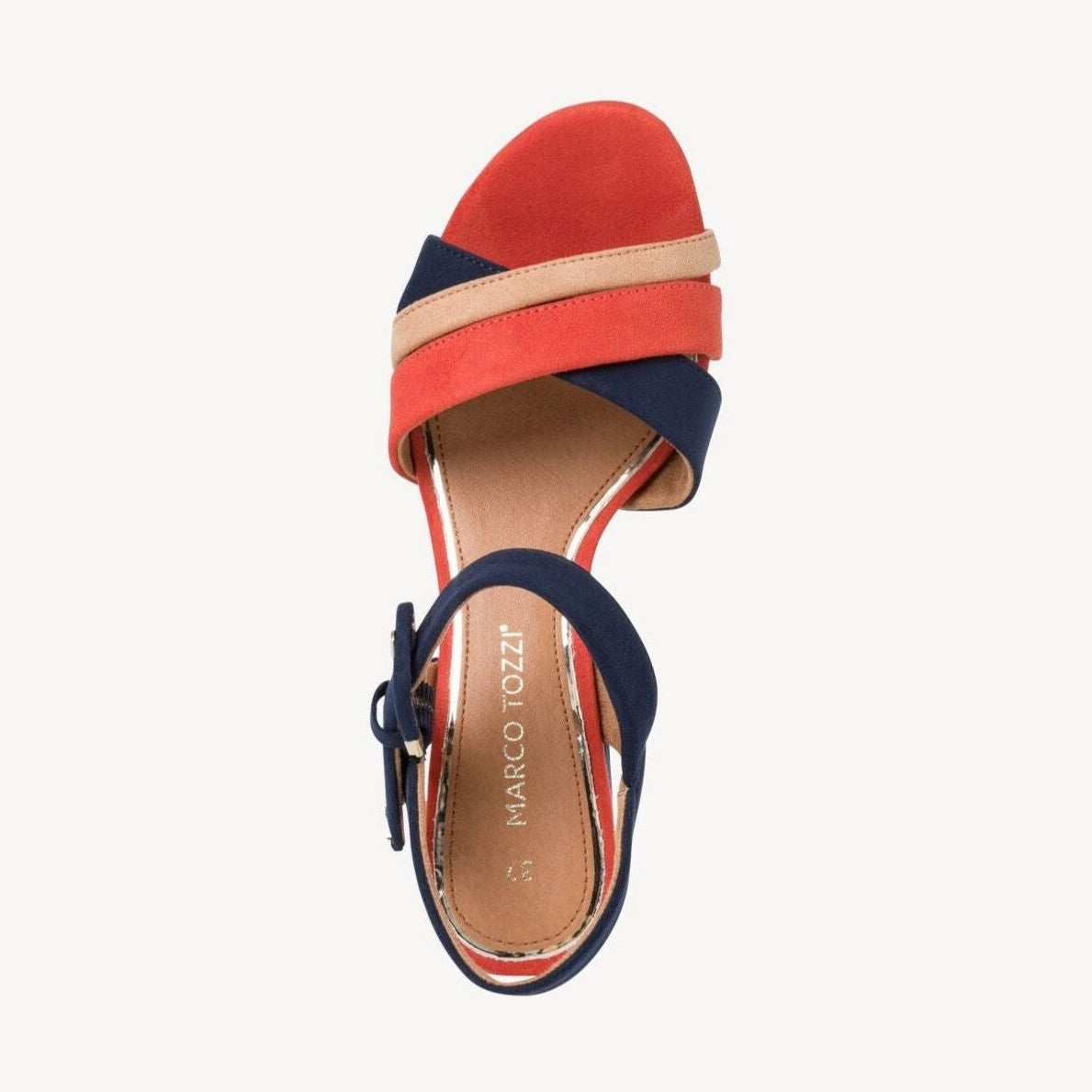 Marco Tozzi Occasion Wear Block Heel Sandal 28323-890 NAVY/ Orange