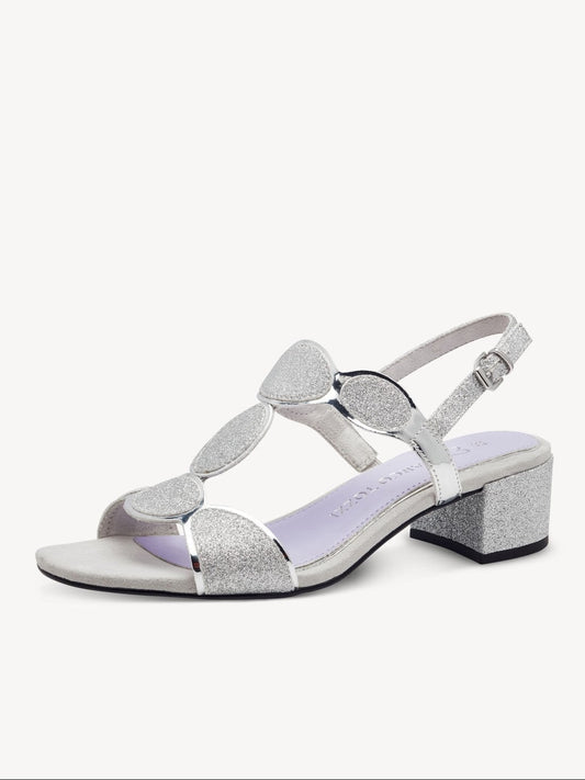 Marco Tozzi 28231 Block Heel Dress Sandal SILVER 28231