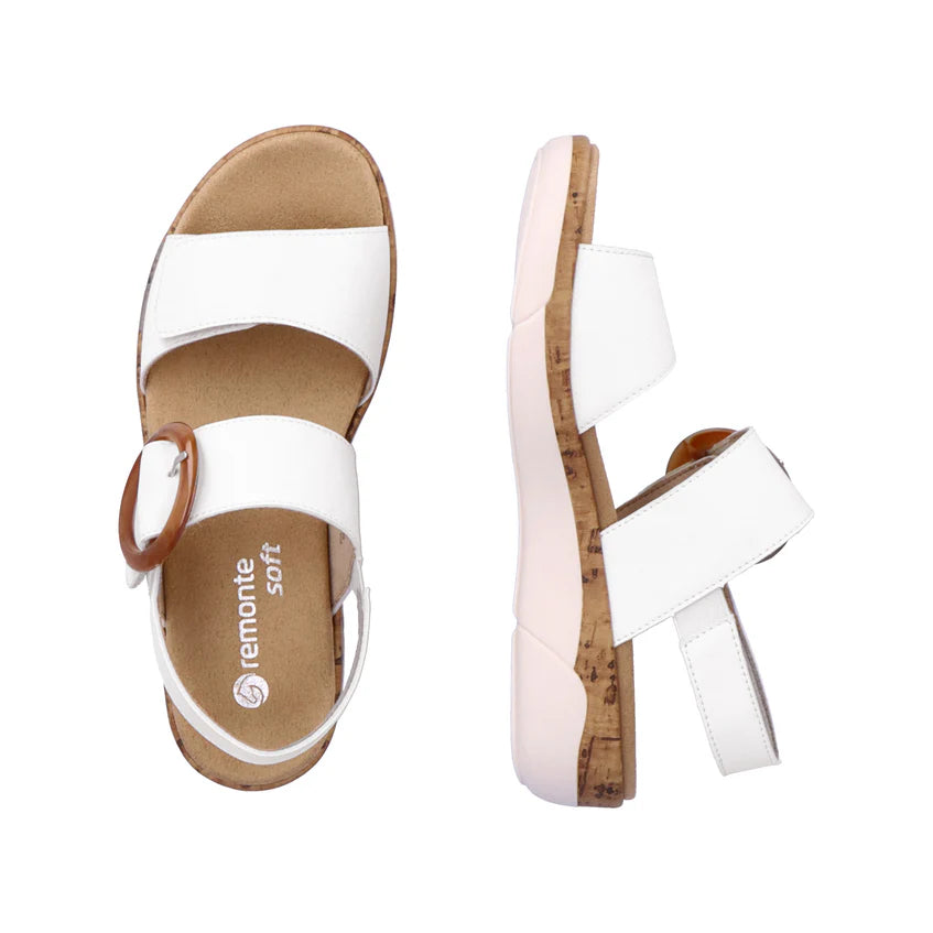 Remonte R6853 WHITE Wide Fitting Twin Adjustable Strap Sandal R6853-80