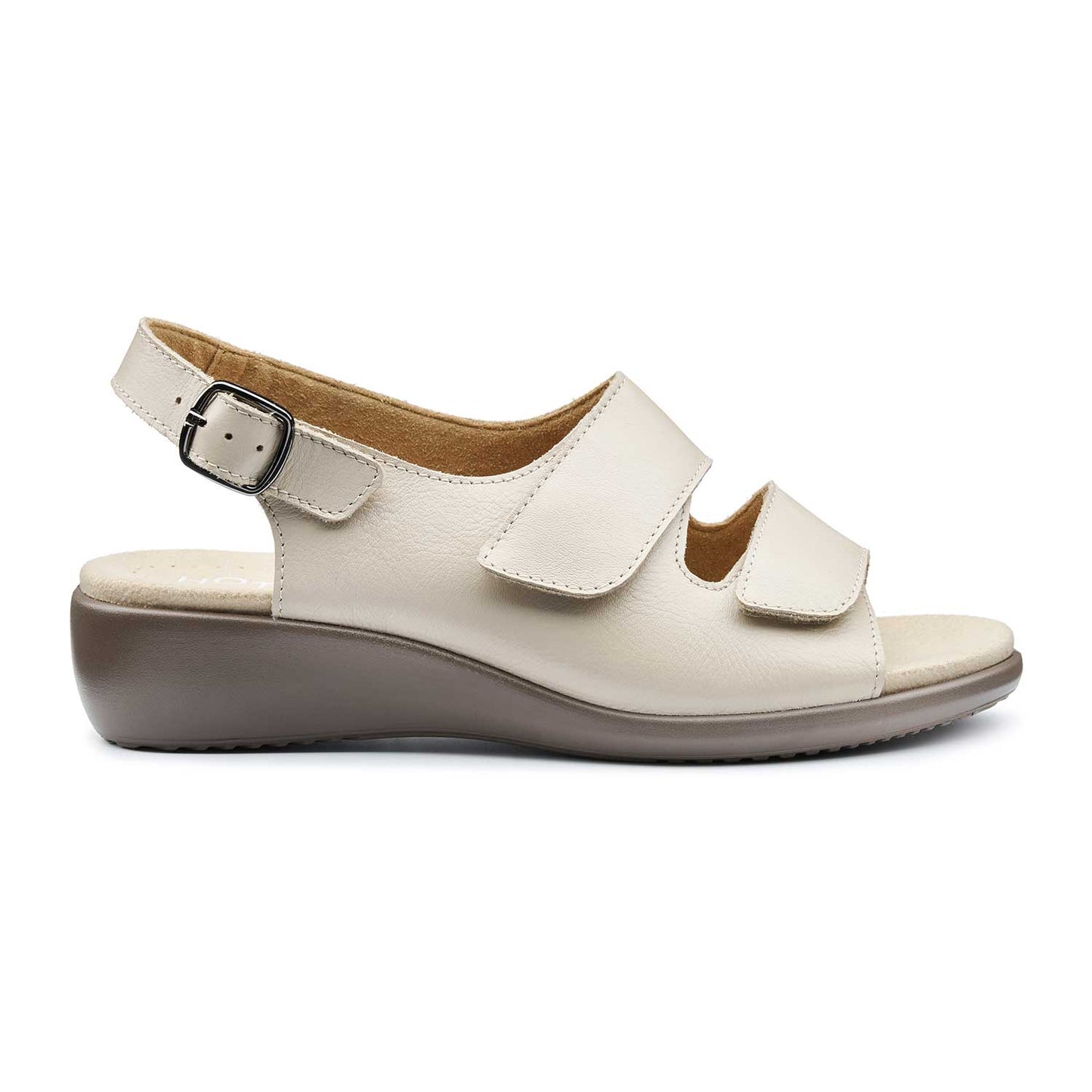 Hotter Easy Touch Fastening Twin Strap Sandal Sandal CEMENT Wide Fitting