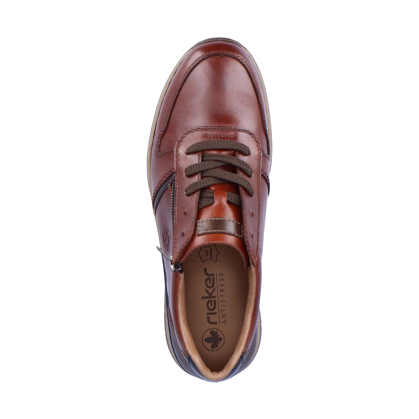 Rieker B2112 BROWN Leather Lace Shoe With Zip B2112-25
