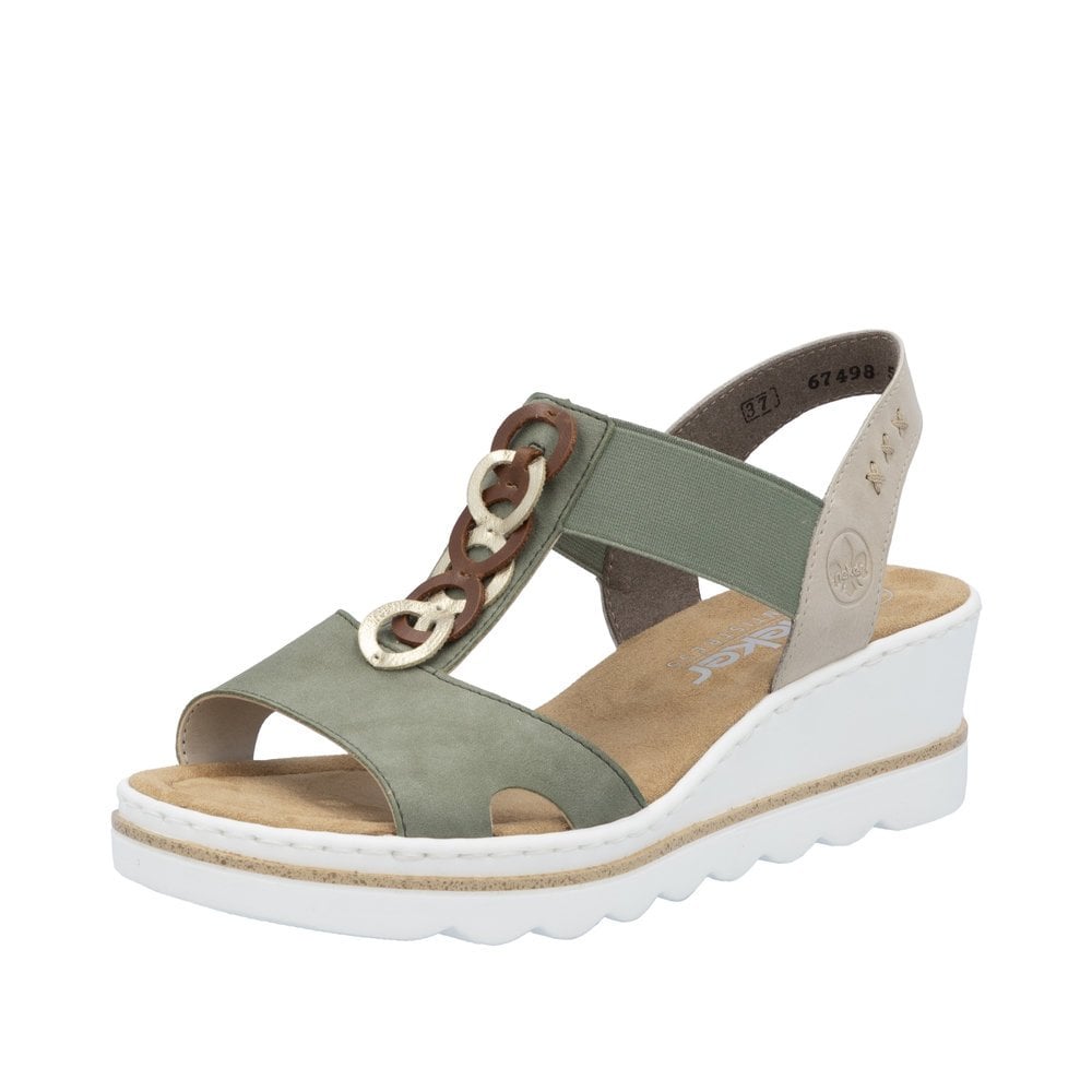 Rieker 67498 GREEN Wedge Slip On Sandal 67498-52