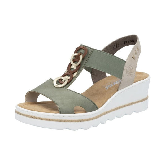 Rieker 67498 GREEN Wedge Slip On Sandal 67498-52