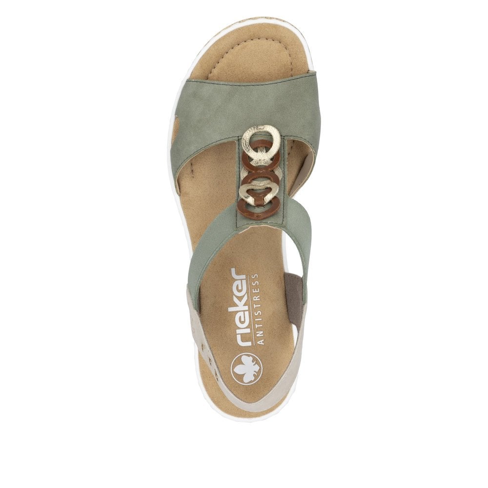 Rieker 67498 GREEN Wedge Slip On Sandal 67498-52