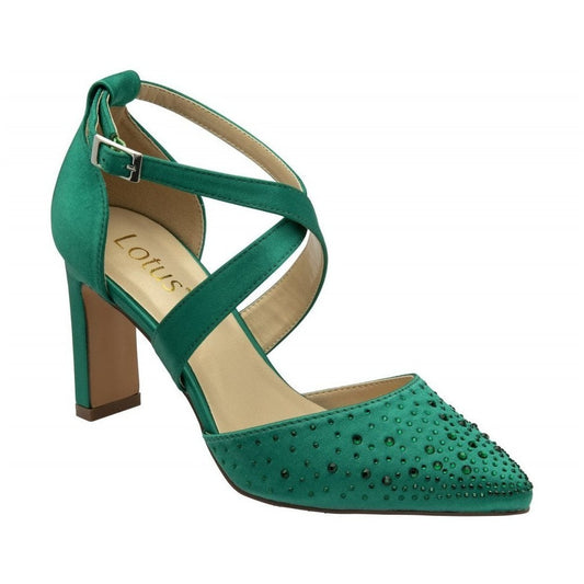 Lotus Occasion Wear Leona EMERALD Diamonte Bar Shoe ULS425