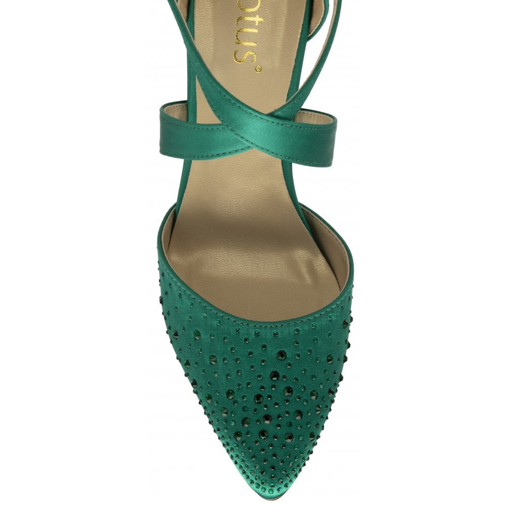 Lotus Occasion Wear Leona EMERALD Diamonte Bar Shoe ULS425