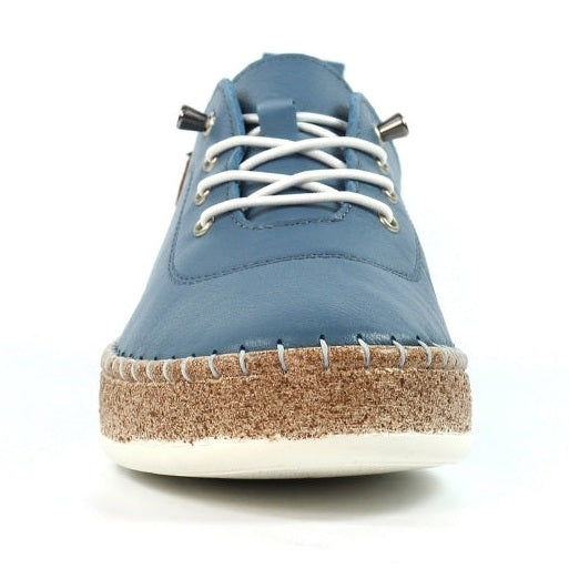 Lunar Evie Soft Leather Slip On Shoes FLE050MB MID BLUE
