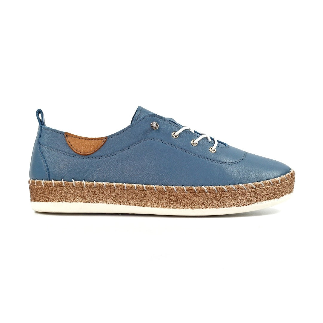 Lunar Evie Soft Leather Slip On Shoes FLE050MB MID BLUE