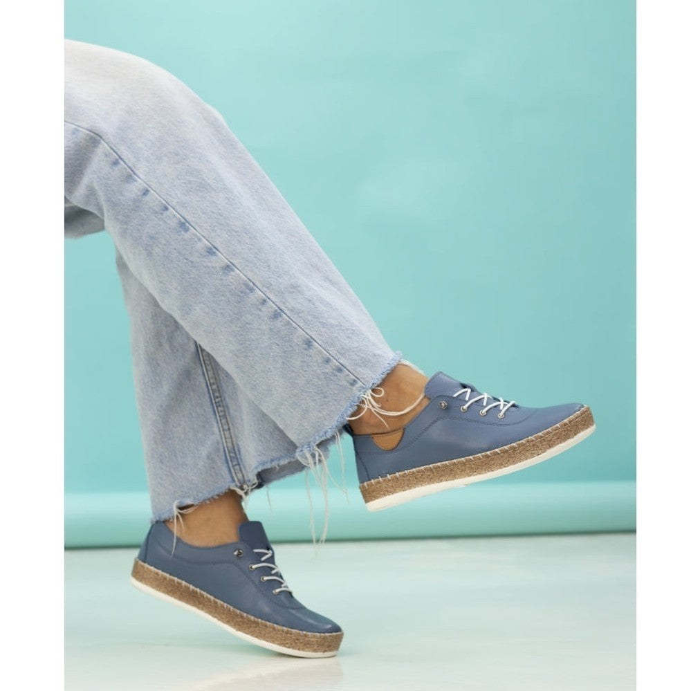 Lunar Evie Soft Leather Slip On Shoes FLE050MB MID BLUE