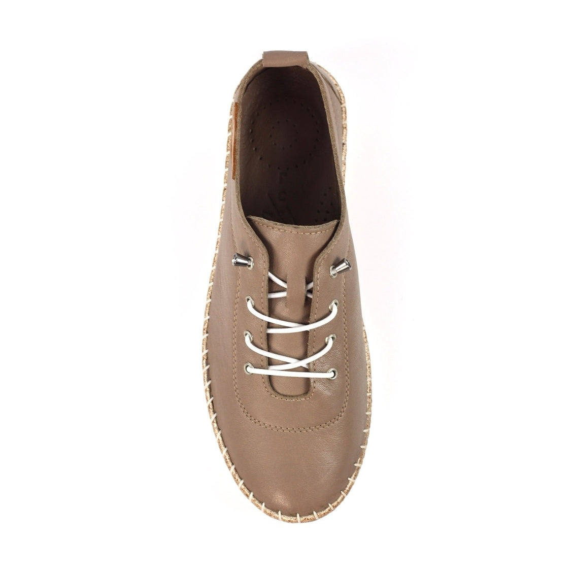 Lunar Evie Lunar TAUPE Soft Leather Slip On Plimsoll FLE050